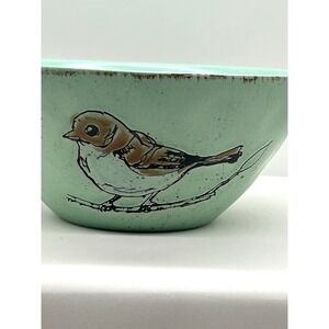 Spectrum Designz Mint Green Bird Ceramic Bowl 6.5" Farmhouse Crackle Glaze